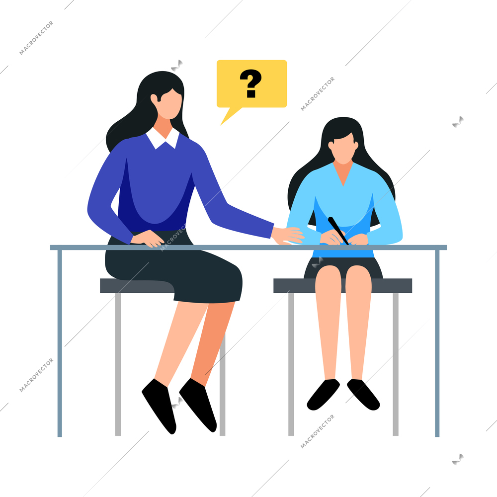 Education online learning school training composition with isolated human characters of student and teacher vector illustration