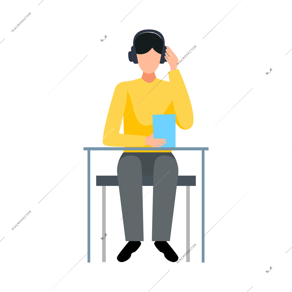 Education online learning school training composition with isolated human character of student vector illustration