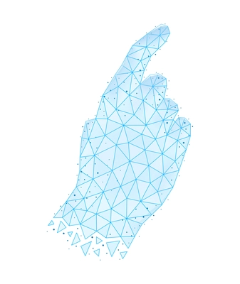 Polygonal wireframe hands composition with isolated image of human hand covered with polygons vector illustration