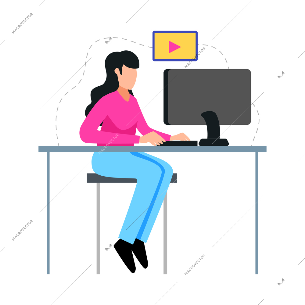 Education online learning school training composition with isolated human character of student vector illustration