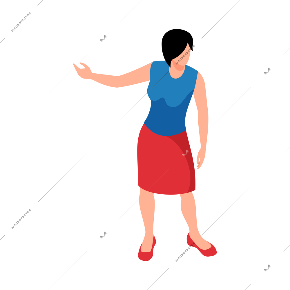 Isometric women poses composition with isolated female character posture on blank background vector illustration