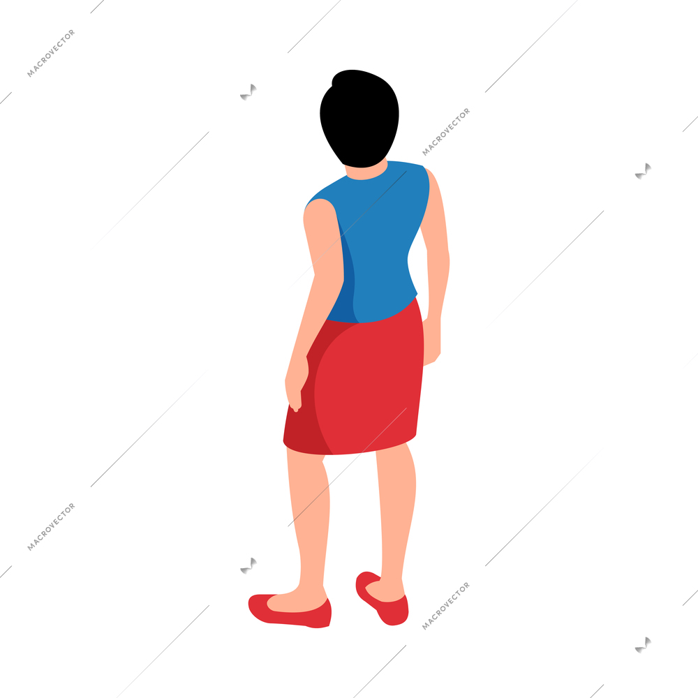 Isometric women poses composition with isolated female character posture on blank background vector illustration