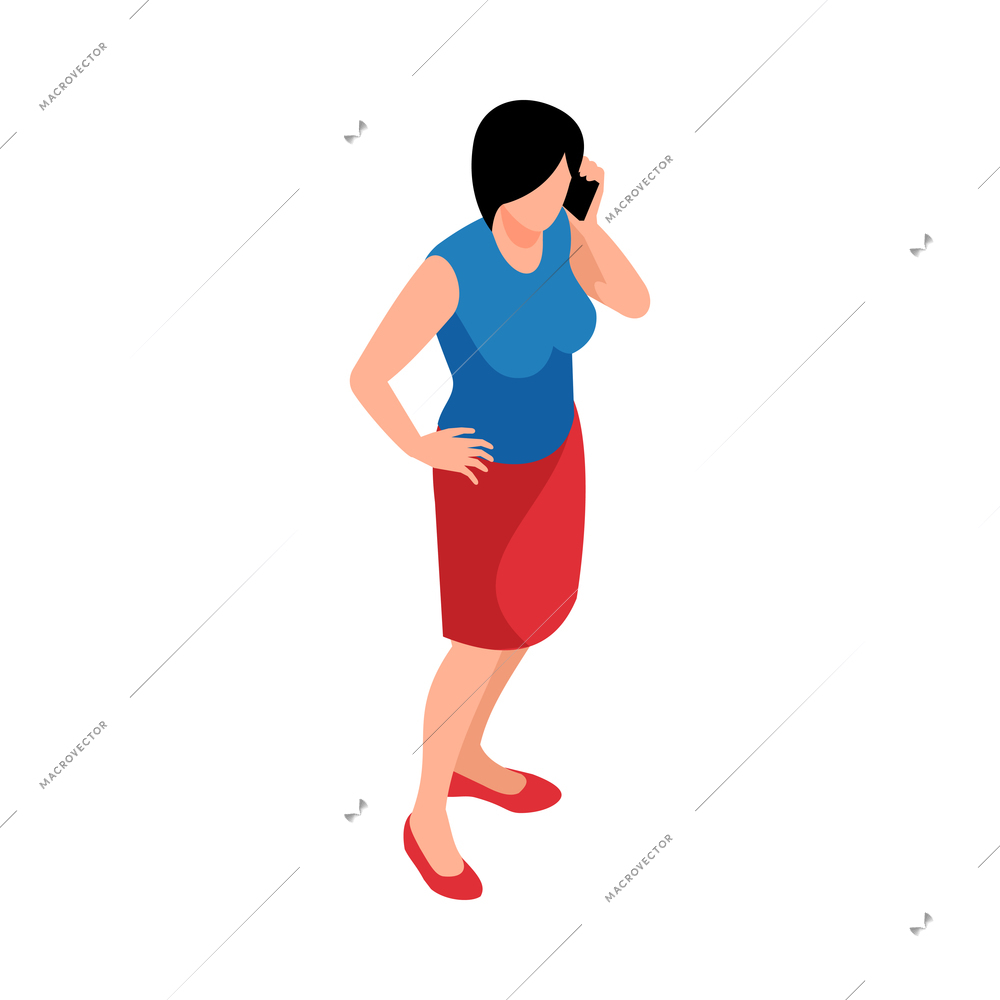 Isometric women poses composition with isolated female character posture on blank background vector illustration
