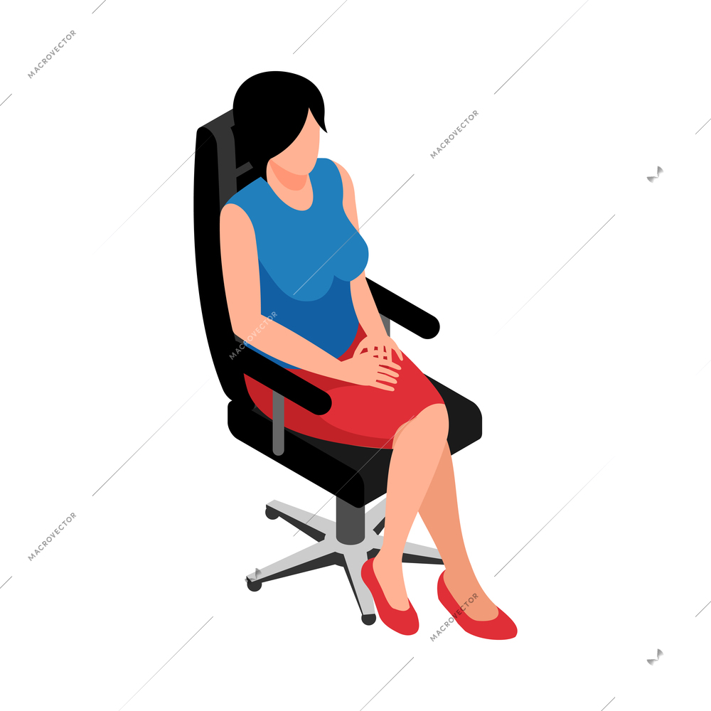 Isometric women poses composition with isolated female character posture on blank background vector illustration