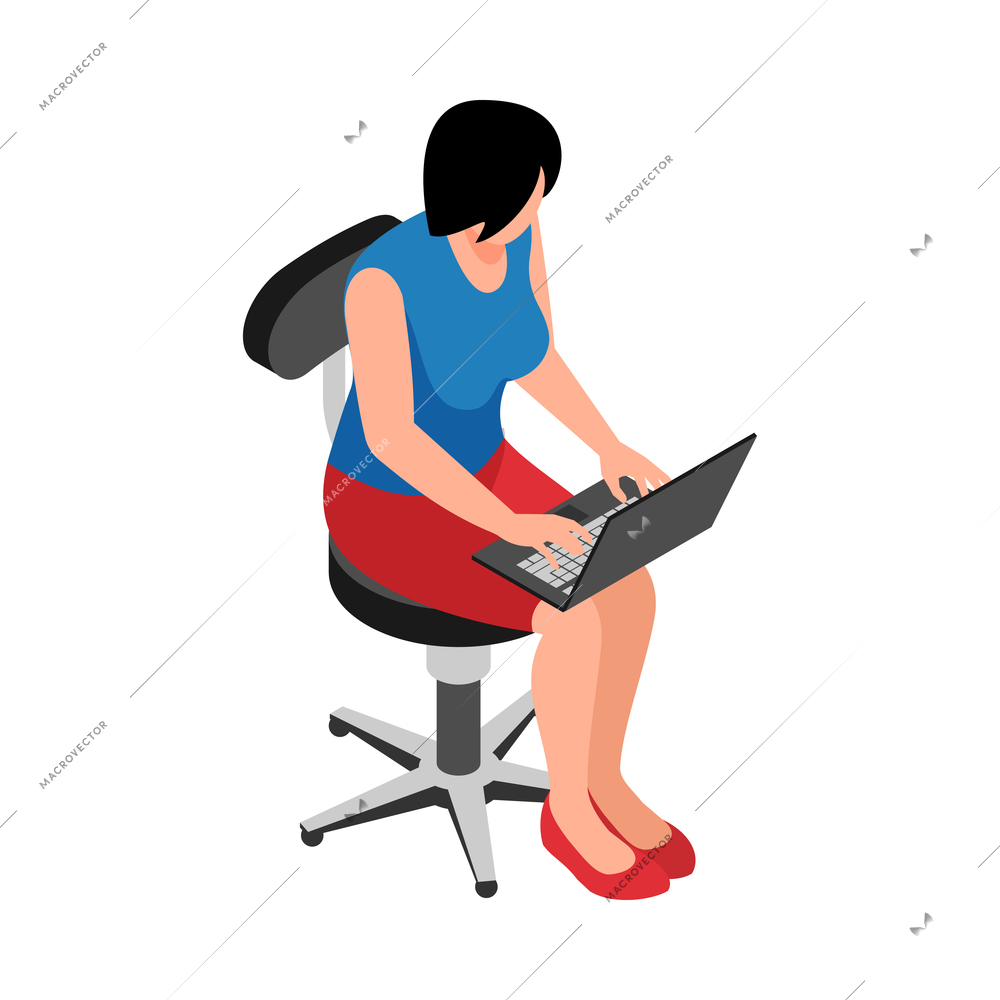 Isometric women poses composition with isolated female character posture on blank background vector illustration