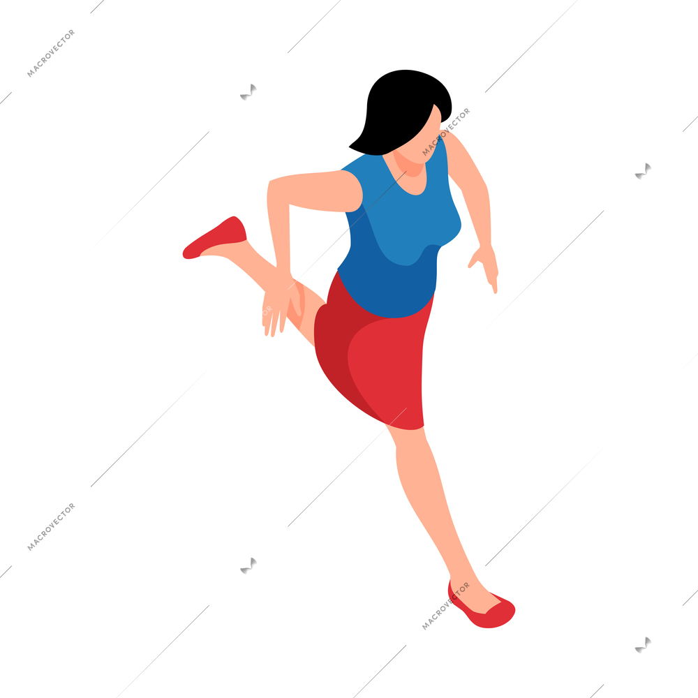 Isometric women poses composition with isolated female character posture on blank background vector illustration