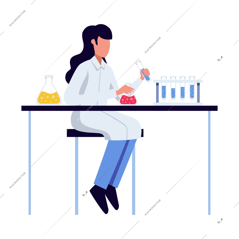 Pharmaceutic laboratory research chemistry scientists composition with human characters and lab equipment vector illustration