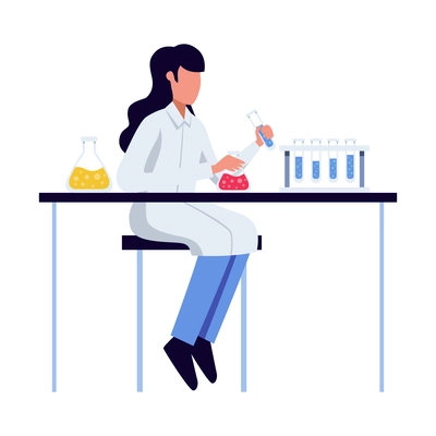 Pharmaceutic laboratory research chemistry scientists composition with human characters and lab equipment vector illustration