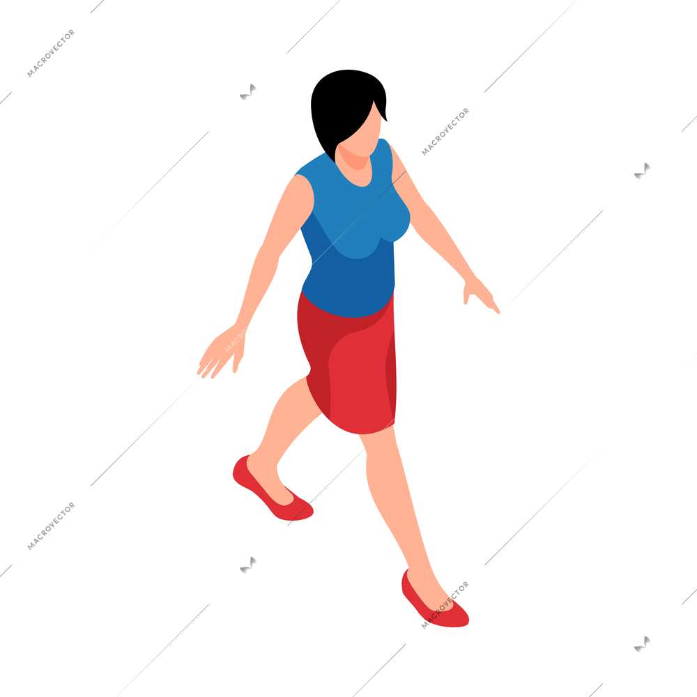 Isometric women poses composition with isolated female character posture on blank background vector illustration