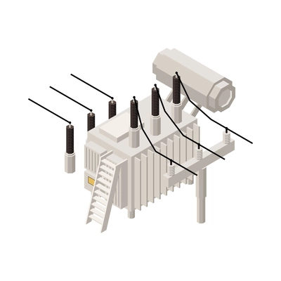 Electricity isometric composition with isolated icon of electric power facility on blank background vector illustration