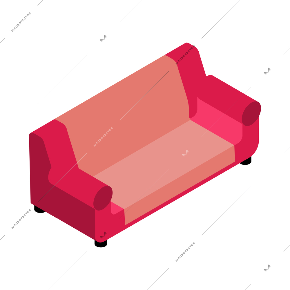 Private interior isometric composition with isolated piece of furniture on blank background vector illustration