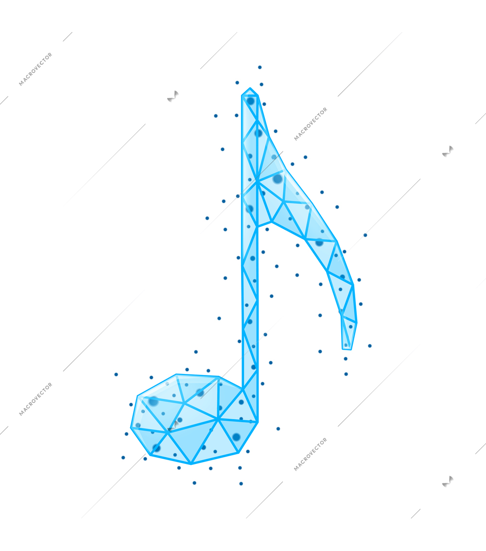 Music media polygonal wireframe composition of isolated shining image with polygons vector illustration