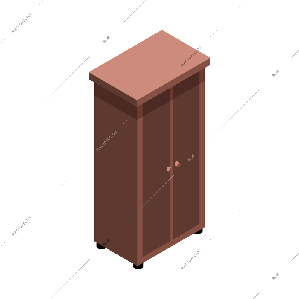 Private interior isometric composition with isolated piece of furniture on blank background vector illustration