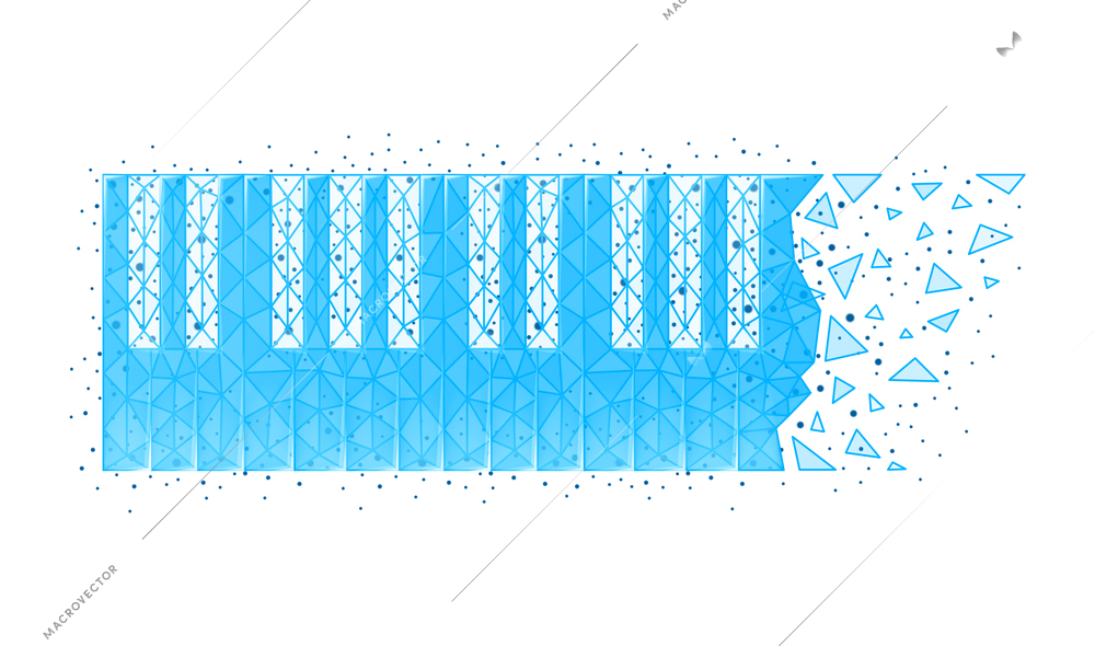 Music media polygonal wireframe composition of isolated shining image with polygons vector illustration