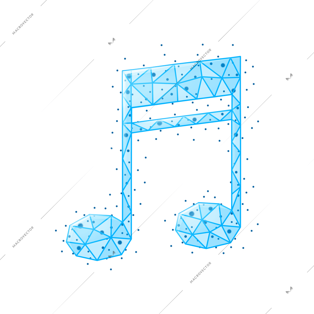 Music media polygonal wireframe composition of isolated shining image with polygons vector illustration