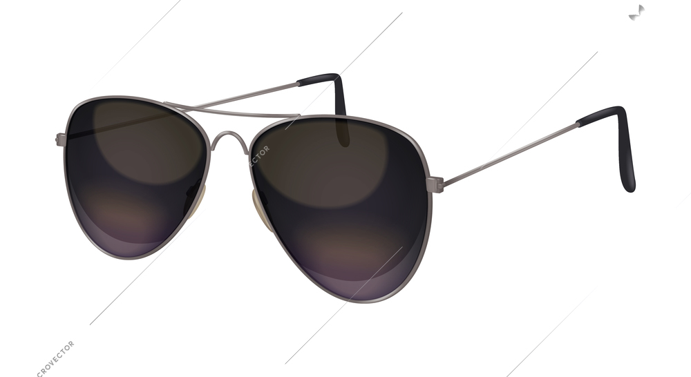 Sunglasses realistic composition with isolated image of aviator eyeglasses on blank background vector illustration