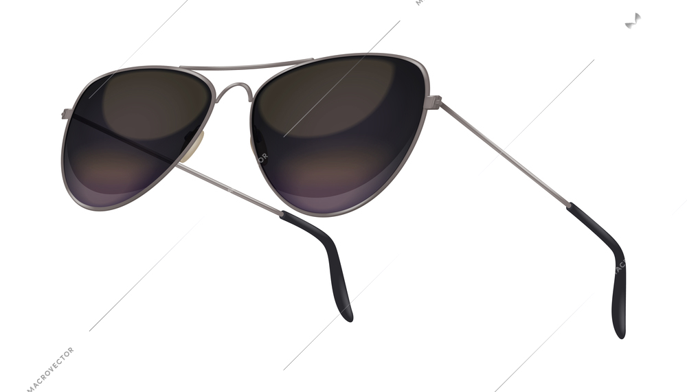 Sunglasses realistic composition with isolated image of aviator eyeglasses on blank background vector illustration