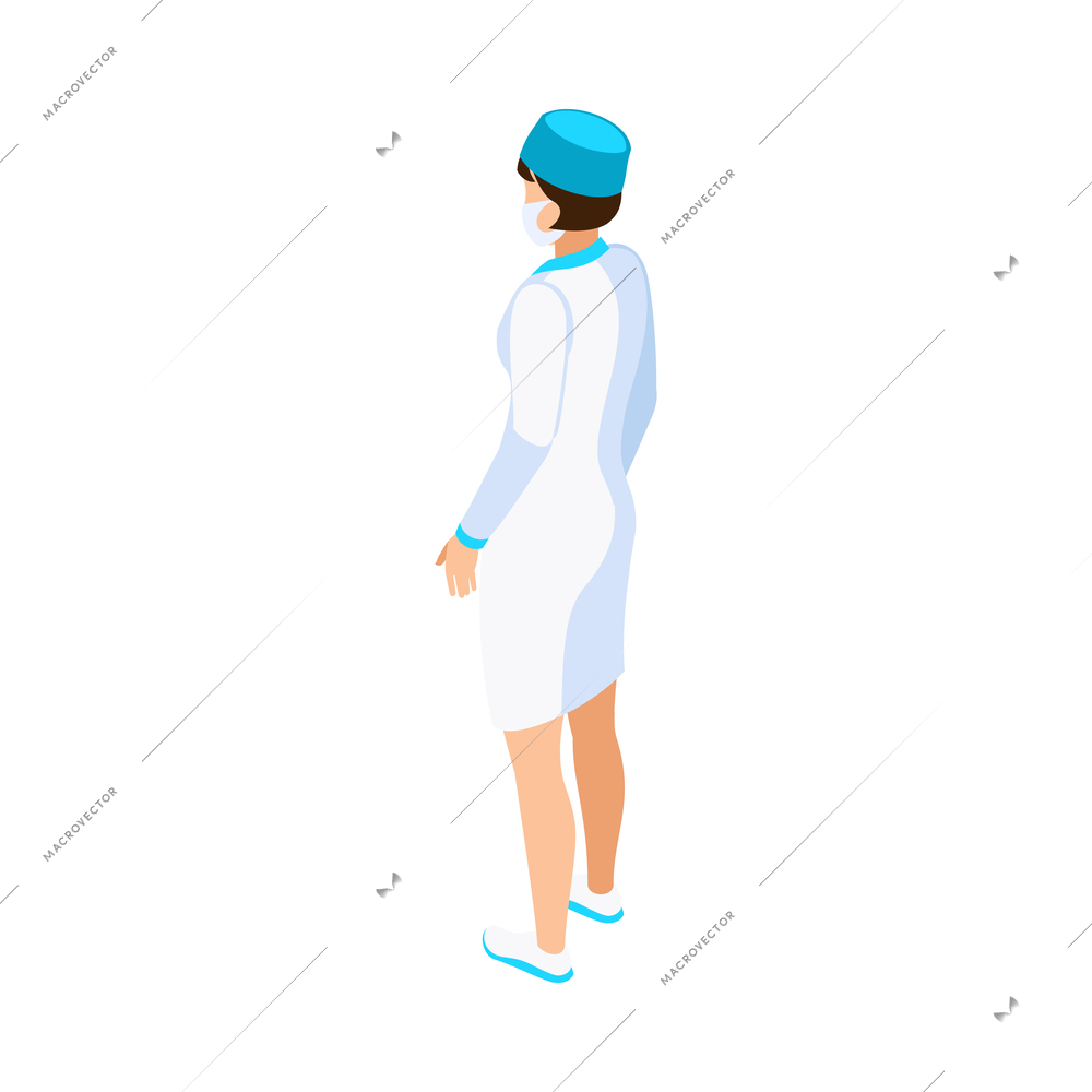 Isometric dentist composition with isolated female character of medical specialist on blank background vector illustration