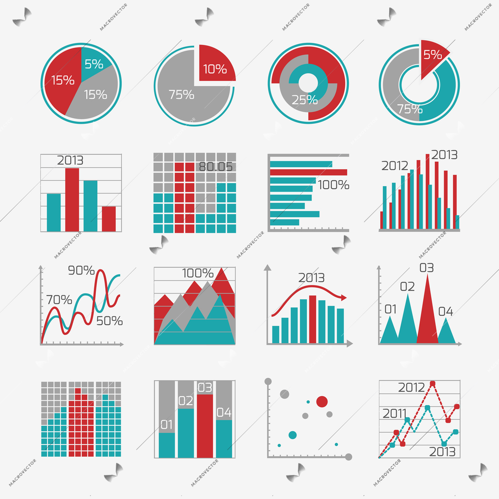 Infographic elements for business report presentation or website isolated vector illustration