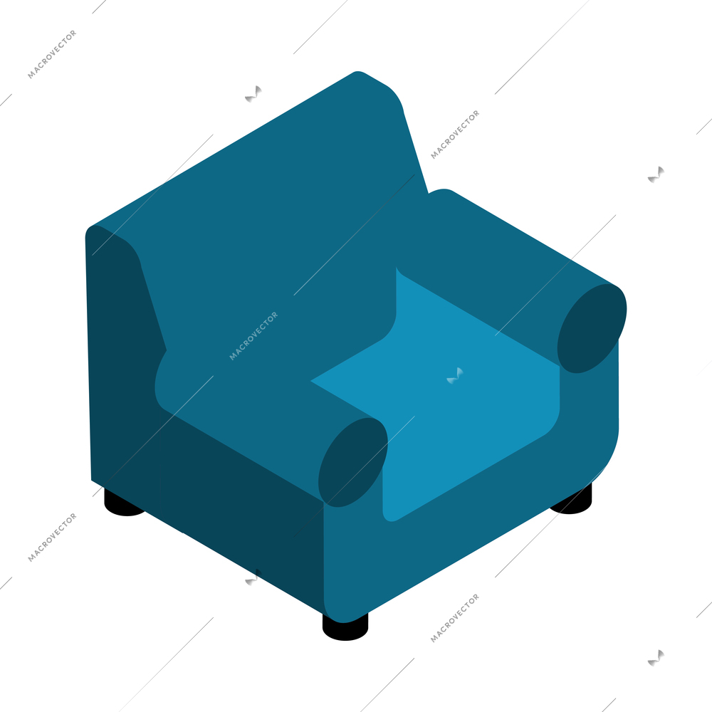 Private interior isometric composition with isolated piece of furniture on blank background vector illustration