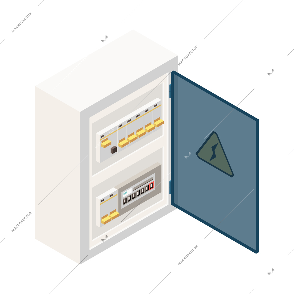 Electricity isometric composition with isolated icon of electric power facility on blank background vector illustration