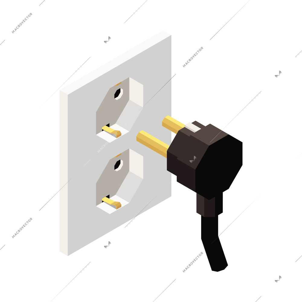 Electricity isometric composition with isolated icon of electric power facility on blank background vector illustration