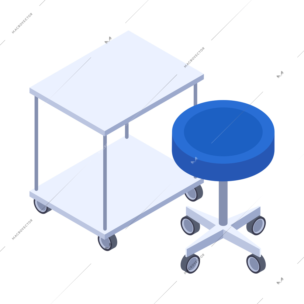 Isometric dentist composition with isolated image of dental clinic equipment on blank background vector illustration