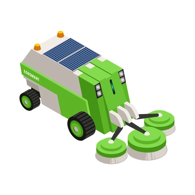 Smart urban ecology isometric composition with images of futuristic appliance with alternative power sources vector illustration