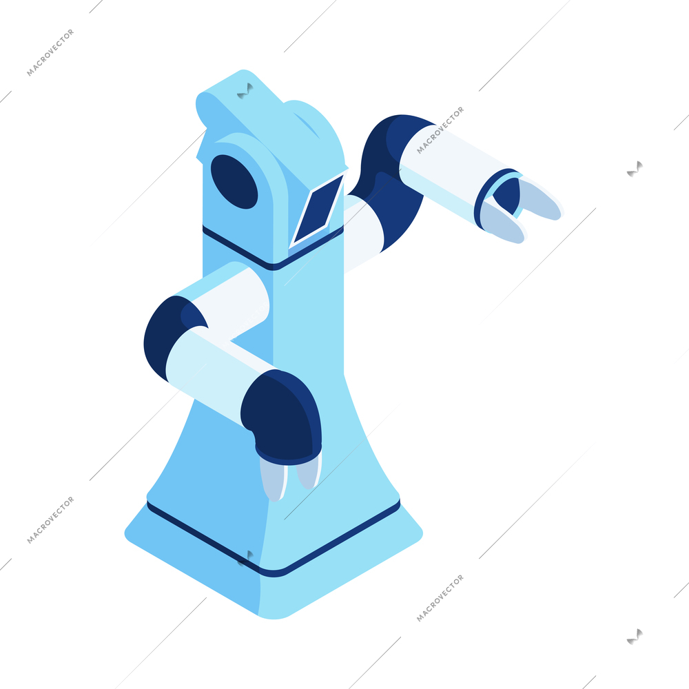 Robot automation composition with isolated image of robotic machinery on blank background vector illustration