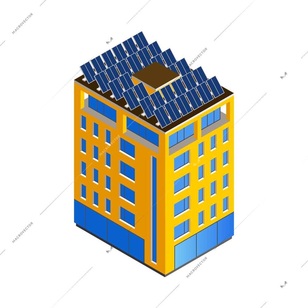 Smart urban ecology isometric composition with images of futuristic appliance with alternative power sources vector illustration