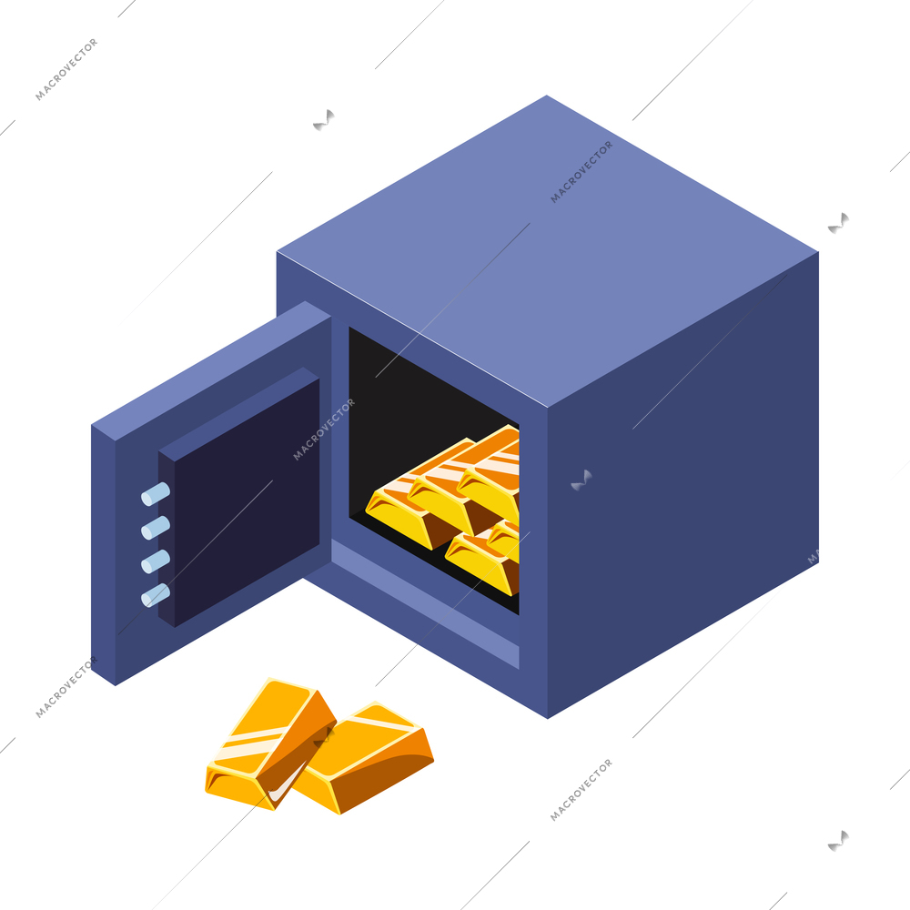 Isometric bank financial composition with isolated banking image on blank background vector illustration