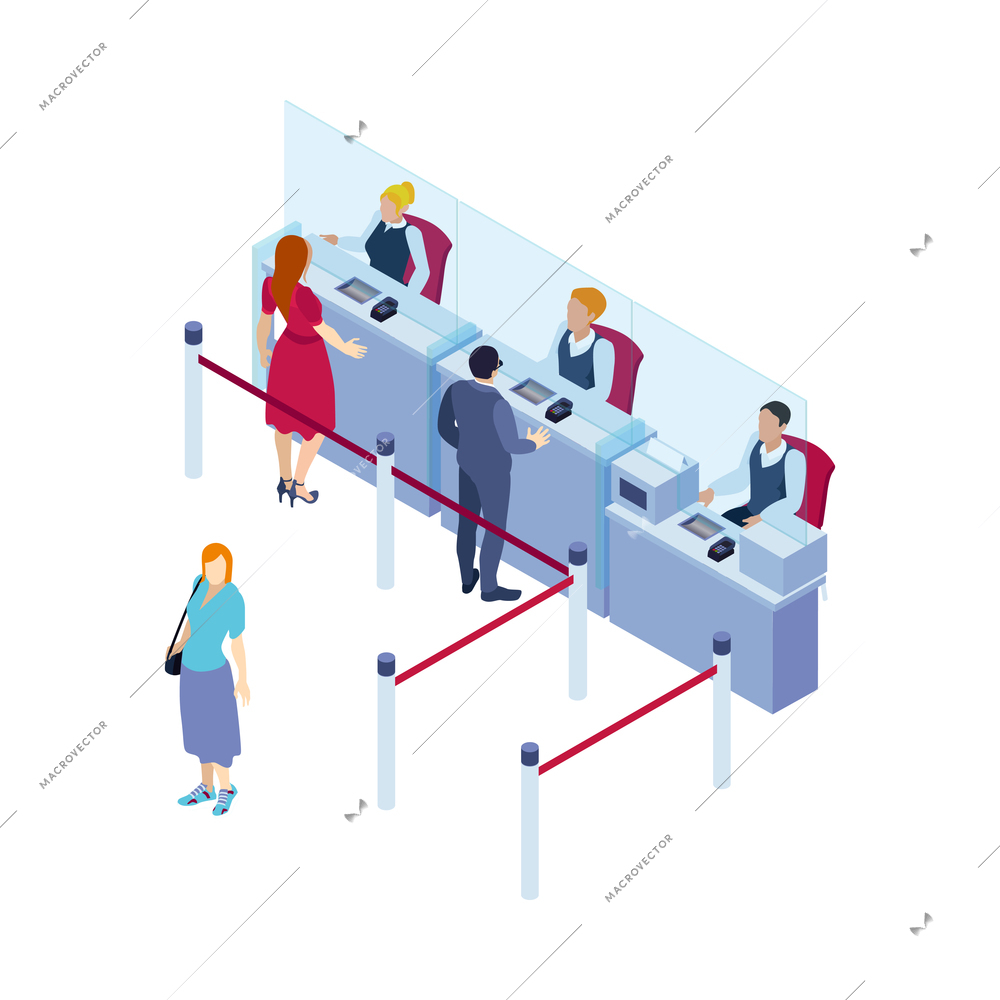 Isometric bank financial composition with isolated banking image on blank background vector illustration