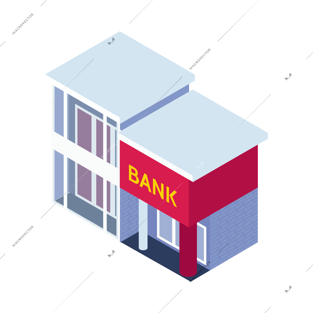 Isometric bank financial composition with isolated banking image on blank background vector illustration