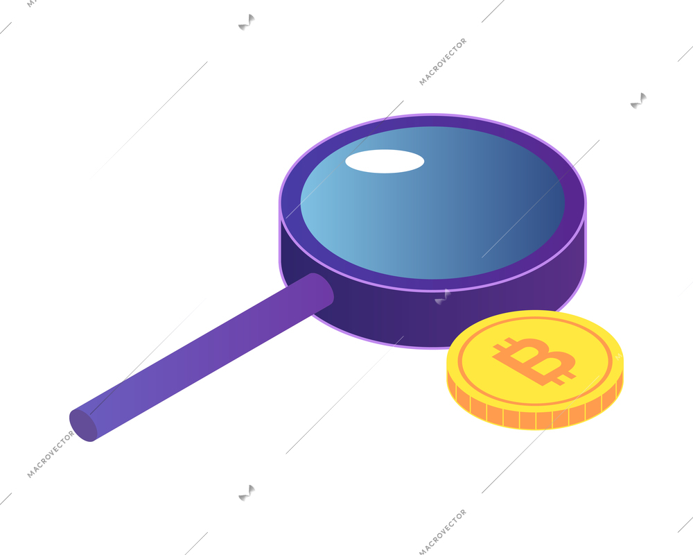 Isometric cryptocurrency composition with isolated images of golden coin and infrastructure elements vector illustration