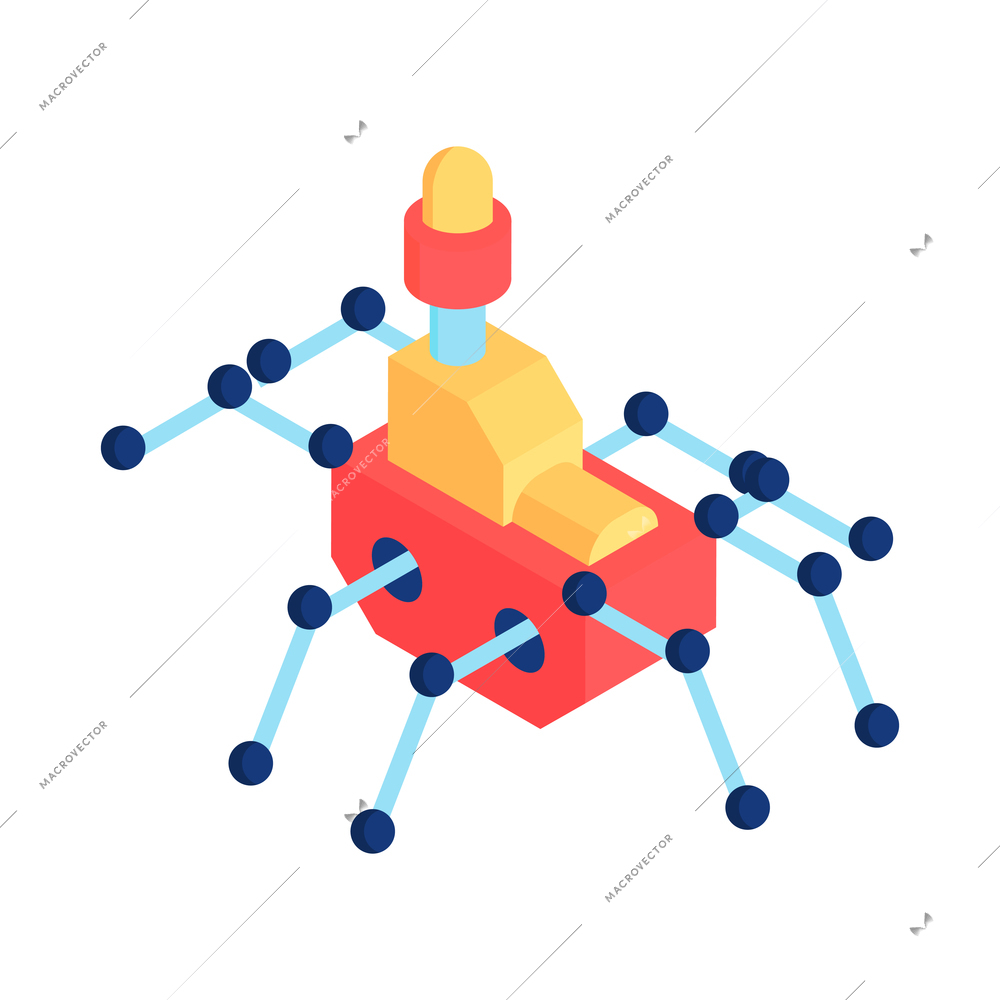 Robot automation composition with isolated image of robotic machinery on blank background vector illustration