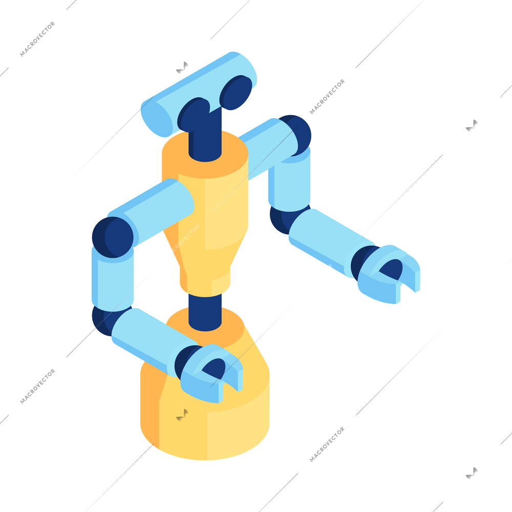 Robot automation composition with isolated image of robotic machinery on blank background vector illustration