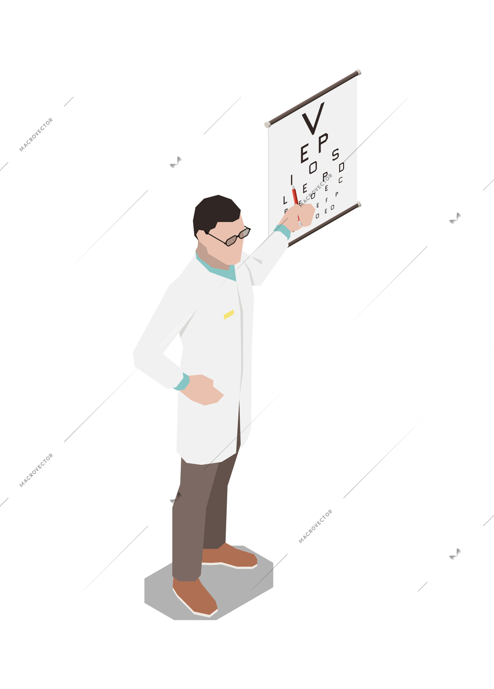 Ophthalmology isometric composition with isolated image of eyesight aid on blank background vector illustration