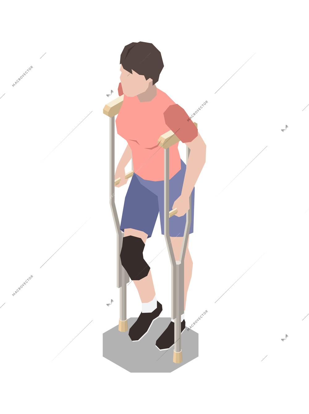 Injured people first aid isometric composition with isolated human character of injured person vector illustration