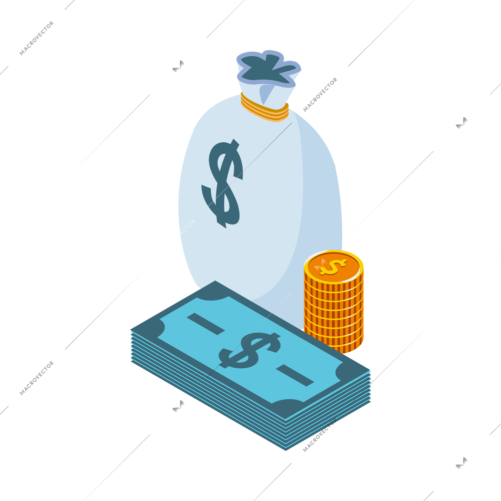 Isometric bank financial composition with isolated banking image on blank background vector illustration