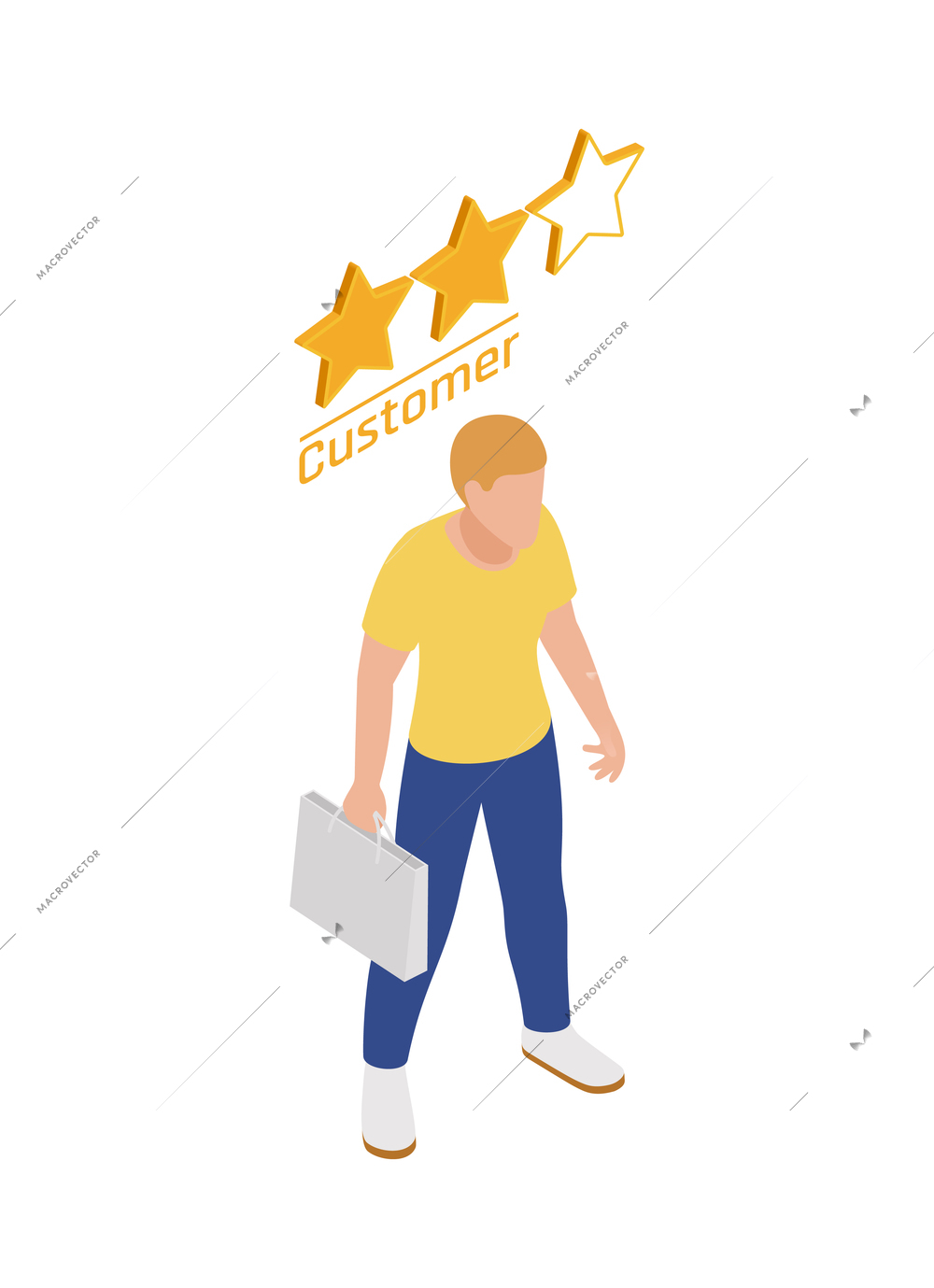 Customer loyalty retention isometric composition with discount sale and loyalty program images vector illustration