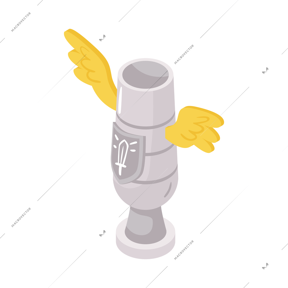 Cyber sport competition isometric composition with isolated image of cybersport cup with wings vector illustration