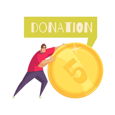 Charity composition with isolated concept images of money and goods donation on blank background vector illustration