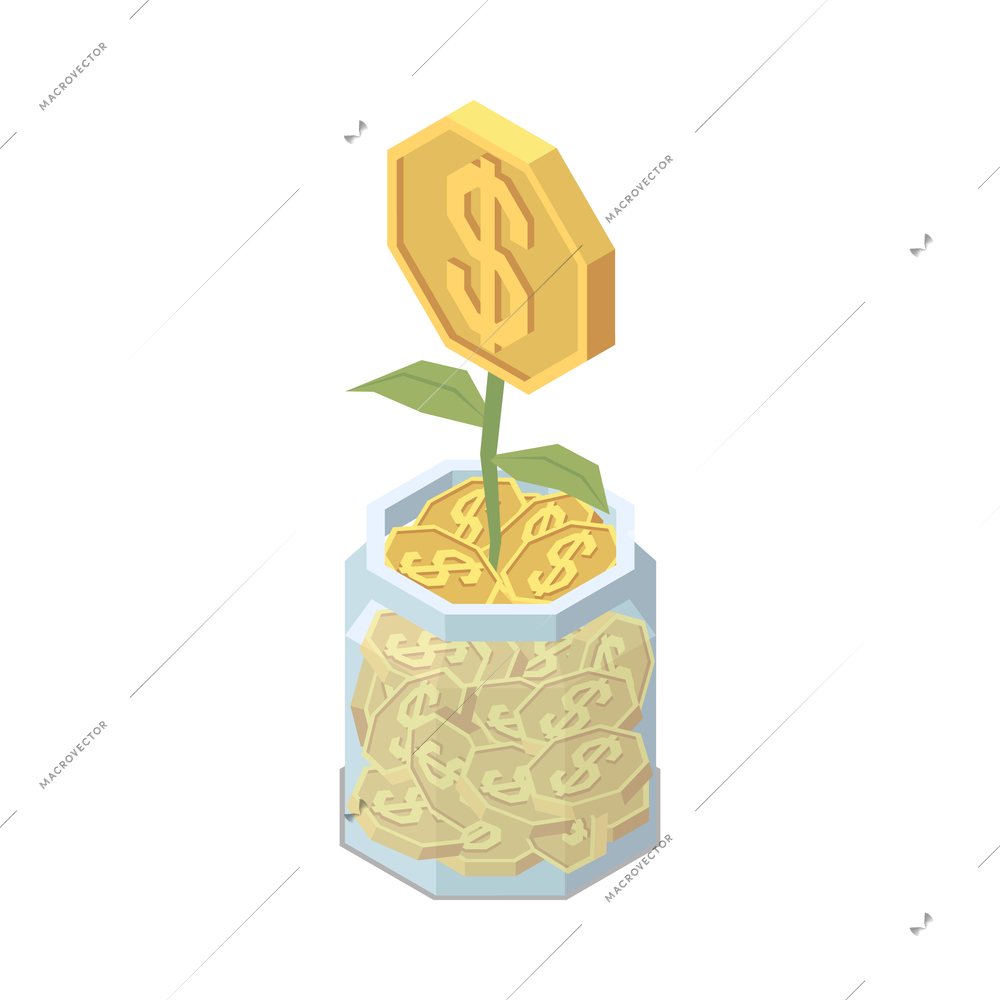 Investment online trading isometric composition with isolated financial concept on blank background vector illustration