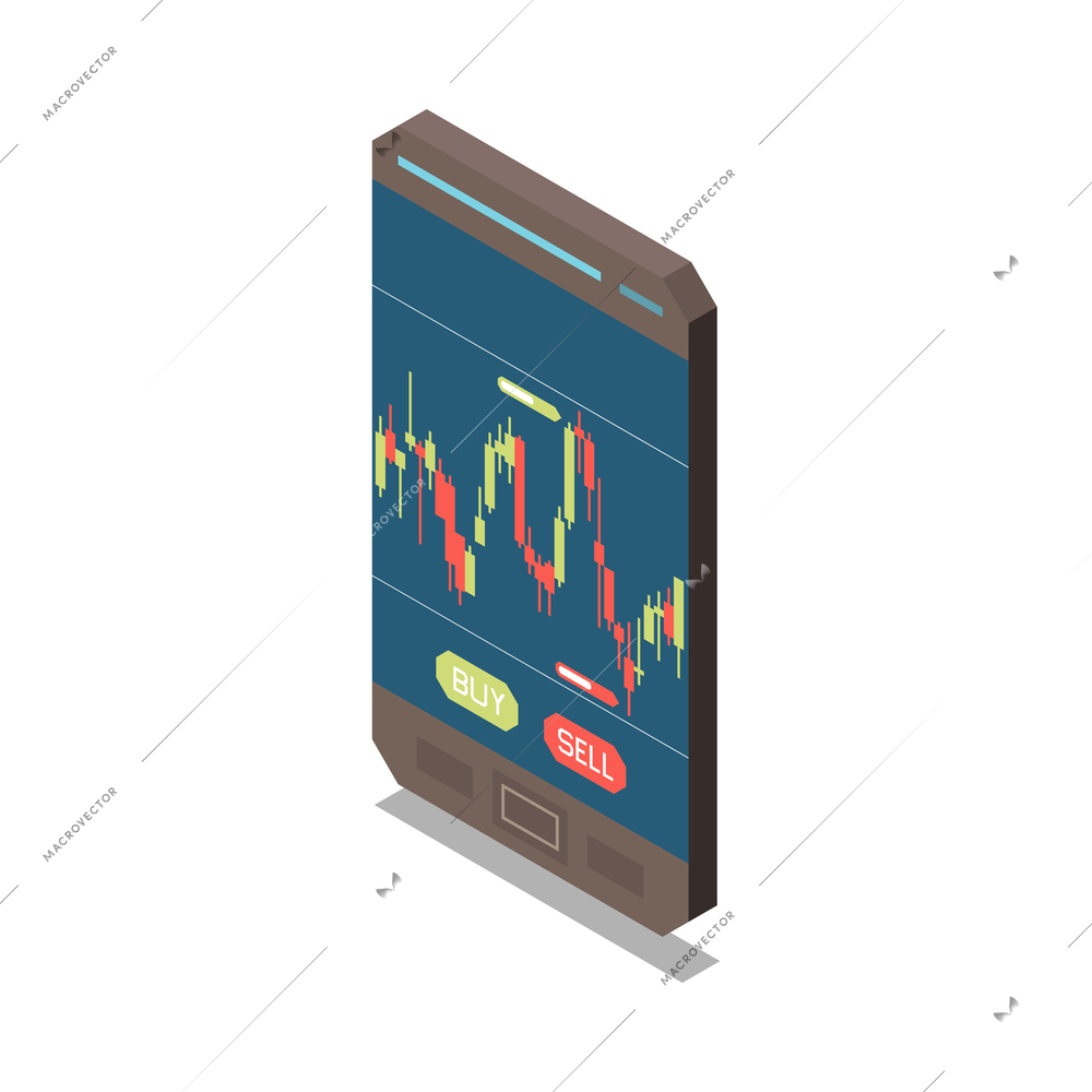 Investment online trading isometric composition with isolated financial concept on blank background vector illustration