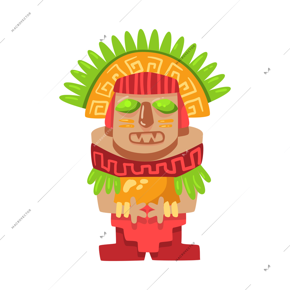 Maya civilization culture composition with tribal doodle image on blank background vector illustration