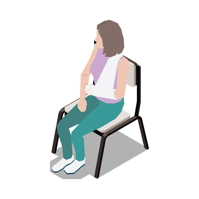 Injured people first aid isometric composition with isolated human character of injured person vector illustration