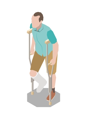 Injured people first aid isometric composition with isolated human character of injured person vector illustration