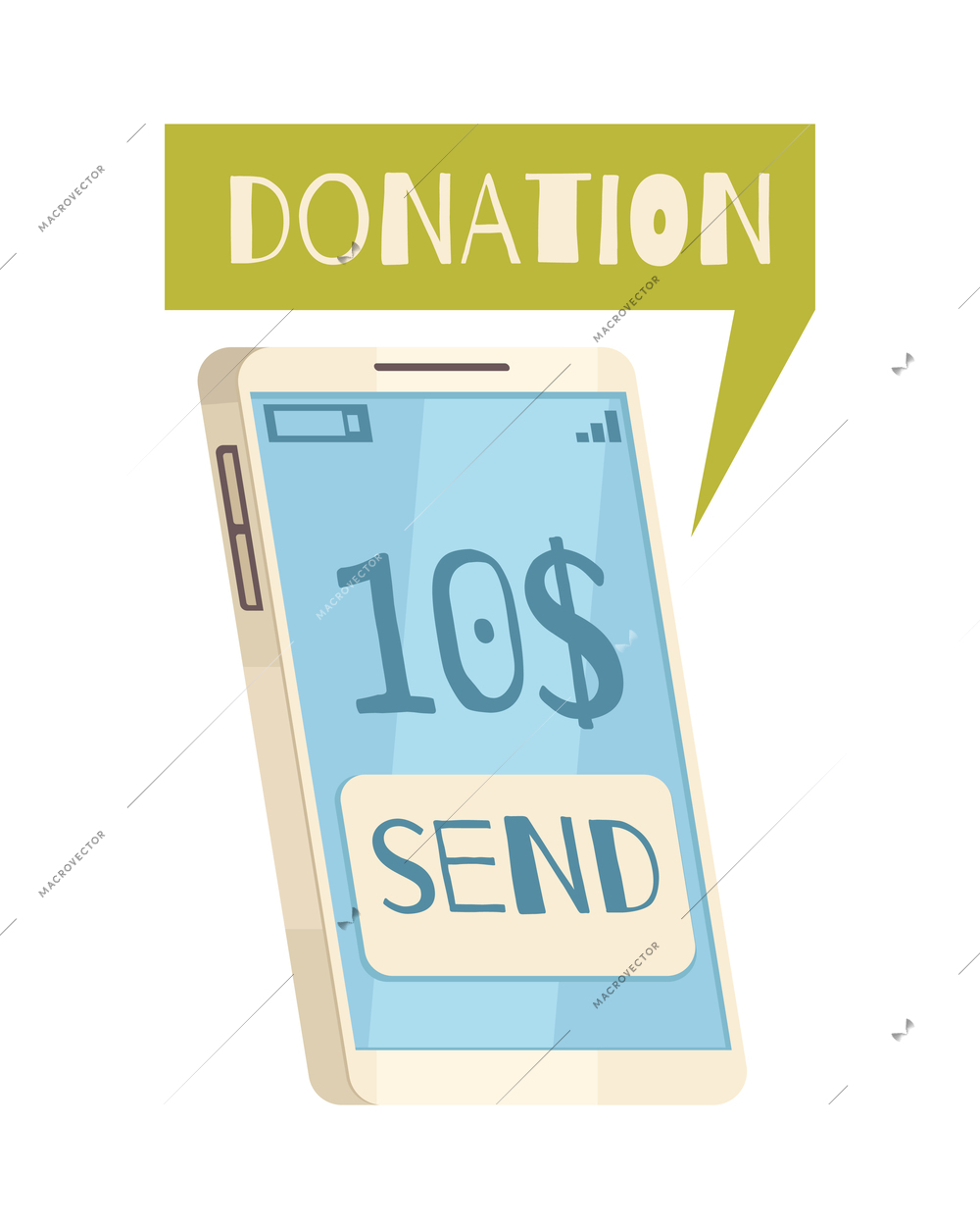 Charity composition with isolated concept images of money and goods donation on blank background vector illustration