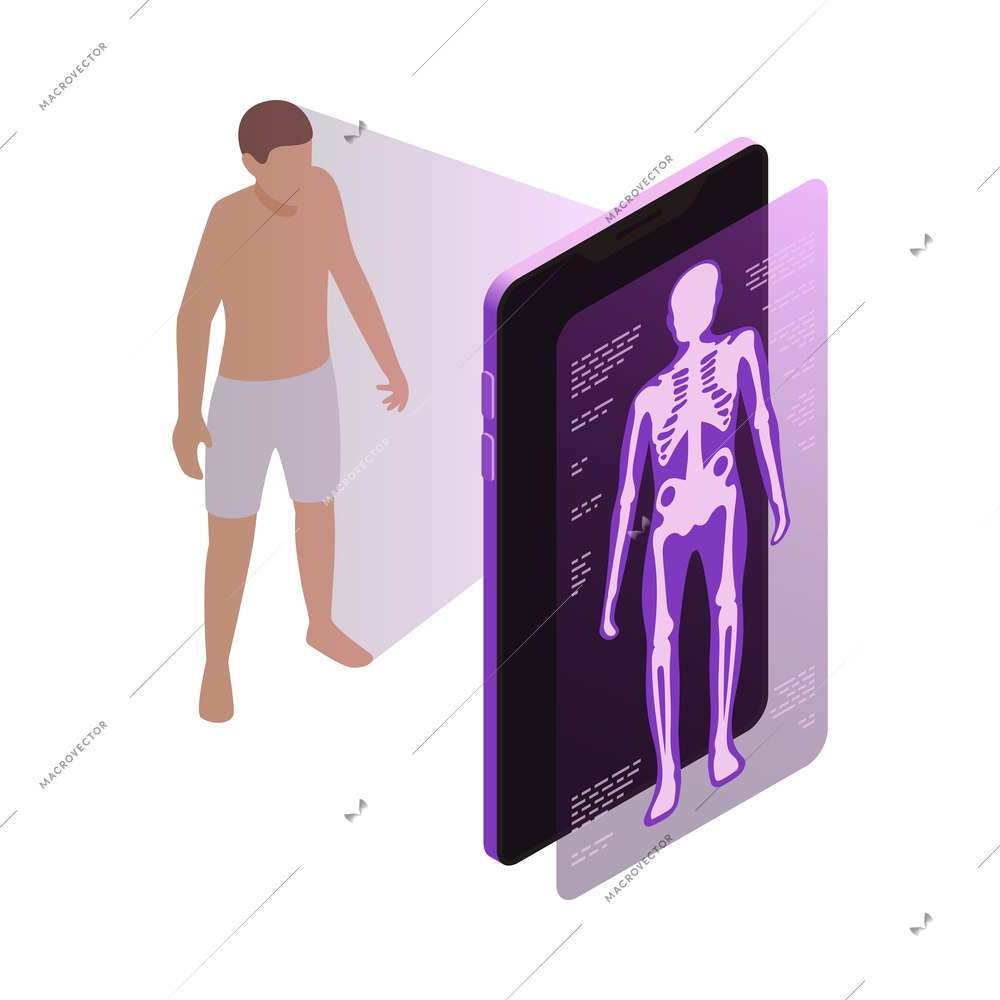 Telemedicine digital health glow isometric composition with isolated remote medical aid images vector illustration