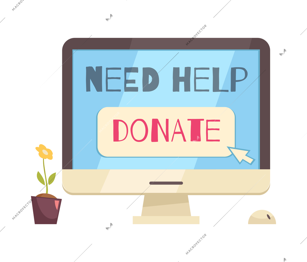 Charity composition with isolated concept images of money and goods donation on blank background vector illustration